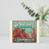 ヴィンテージフルーツクラートラベルアートパトリオットイチゴ ポストカード (スタンド正面)