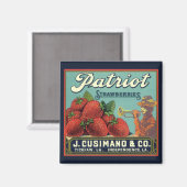 ヴィンテージフルーツクラートラベルアートパトリオットイチゴ マグネット (正面/裏面)
