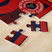 ヴィンテージフルーツクラートラベルアートレッドサークルオレンジ ジグソーパズル (側面)