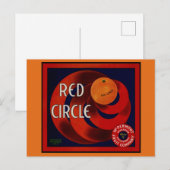 ヴィンテージフルーツクラートラベルアートレッドサークルオレンジ ポストカード (正面/裏面)