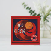 ヴィンテージフルーツクラートラベルアートレッドサークルオレンジ 招待状 (スタンド正面)