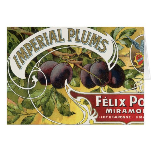 ヴィンテージフルーツクラートラベルアート、インペリアルプラム (正面横)