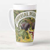 ヴィンテージフルーツクラートラベルアート、インペリアルプラム カフェラテマグ (左アングル)