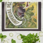 ヴィンテージフルーツクラートラベルアート、インペリアルプラム キッチンタオル (折り畳み)