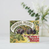 ヴィンテージフルーツクラートラベルアート、インペリアルプラム ポストカード (スタンド正面)