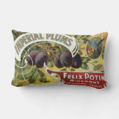 ヴィンテージフルーツクラートラベルアート、インペリアルプラム ランバークッション (裏面)