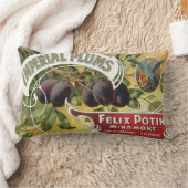 ヴィンテージフルーツクラートラベルアート、インペリアルプラム ランバークッション (ブランケット)