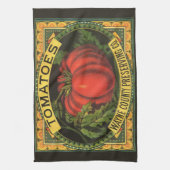 ヴィンテージフルーツクラートラベルアート、ウェインCoトマト キッチンタオル (縦)