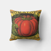 ヴィンテージフルーツクラートラベルアート、ウェインCoトマト クッション (裏面)