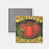 ヴィンテージフルーツクラートラベルアート、ウェインCoトマト マグネット (正面/裏面)