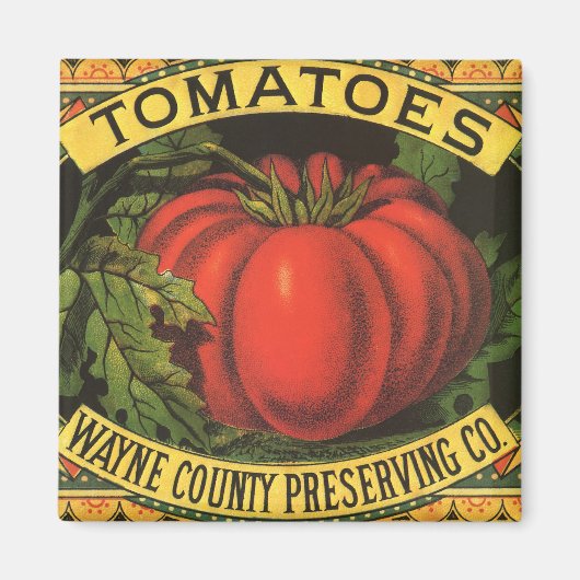 ヴィンテージフルーツクラートラベルアート、ウェインCoトマト マグネット (正面)