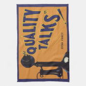 ヴィンテージフルーツクラートラベルアート、オールドファッションドフォン キッチンタオル (縦)