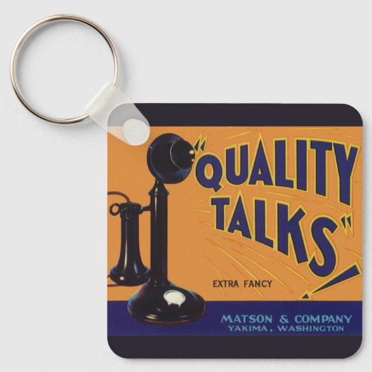 ヴィンテージフルーツクラートラベルアート、オールドファッションドフォン キーホルダー (正面)