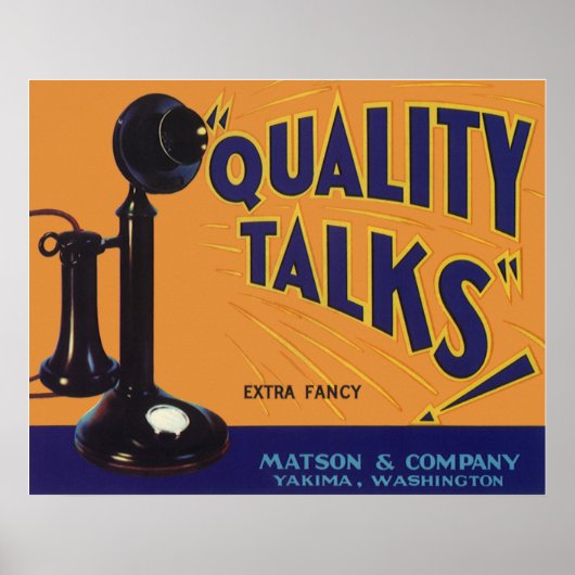 ヴィンテージフルーツクラートラベルアート、オールドファッションドフォン ポスター (正面)