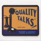 ヴィンテージフルーツクラートラベルアート、オールドファッションドフォン マウスパッド (正面)