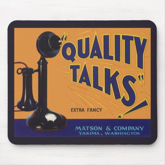 ヴィンテージフルーツクラートラベルアート、オールドファッションドフォン マウスパッド (正面)