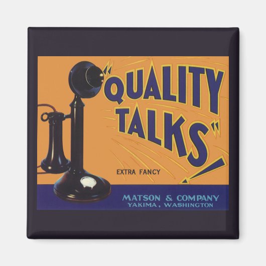 ヴィンテージフルーツクラートラベルアート、オールドファッションドフォン マグネット (正面)