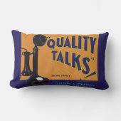 ヴィンテージフルーツクラートラベルアート、オールドファッションドフォン ランバークッション (正面)