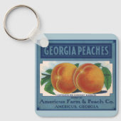 ヴィンテージフルーツクラートラベルアート、ジョージアの桃 キーホルダー (正面)