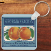 ヴィンテージフルーツクラートラベルアート、ジョージアの桃 キーホルダー (裏面)
