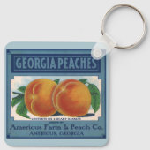 ヴィンテージフルーツクラートラベルアート、ジョージアの桃 キーホルダー (裏面)