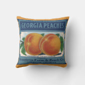 ヴィンテージフルーツクラートラベルアート、ジョージアの桃 クッション (裏面)
