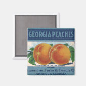 ヴィンテージフルーツクラートラベルアート、ジョージアの桃 マグネット (正面/裏面)