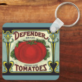 ヴィンテージフルーツクラートラベルアート、ディフェンダートマト キーホルダー (裏面)
