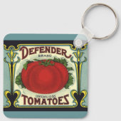 ヴィンテージフルーツクラートラベルアート、ディフェンダートマト キーホルダー (裏面)