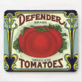 ヴィンテージフルーツクラートラベルアート、ディフェンダートマト マウスパッド (正面)