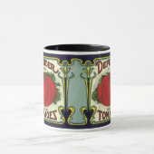 ヴィンテージフルーツクラートラベルアート、ディフェンダートマト マグカップ (中央)