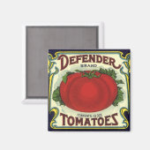 ヴィンテージフルーツクラートラベルアート、ディフェンダートマト マグネット (正面/裏面)