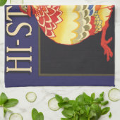 ヴィンテージフルーツクラートラベルアート、ハイステッパチキン キッチンタオル (折り畳み)