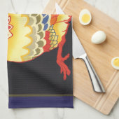 ヴィンテージフルーツクラートラベルアート、ハイステッパチキン キッチンタオル (四つ折り)