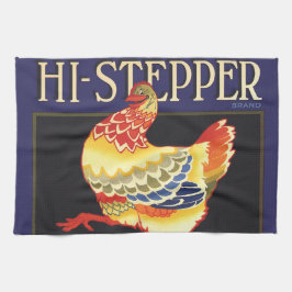 ヴィンテージフルーツクラートラベルアート、ハイステッパチキン キッチンタオル