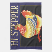 ヴィンテージフルーツクラートラベルアート、ハイステッパチキン キッチンタオル (縦)