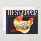 ヴィンテージフルーツクラートラベルアート、ハイステッパチキン ポストカード (正面/裏面)