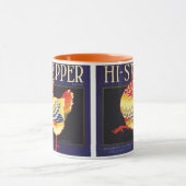 ヴィンテージフルーツクラートラベルアート、ハイステッパチキン マグカップ (中央)