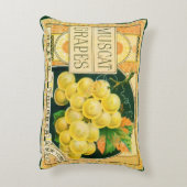 ヴィンテージフルーツクラートラベルアート、マスカットブドウ アクセントクッション (裏面(縦))