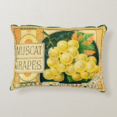 ヴィンテージフルーツクラートラベルアート、マスカットブドウ アクセントクッション (裏面)
