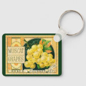 ヴィンテージフルーツクラートラベルアート、マスカットブドウ キーホルダー (正面)