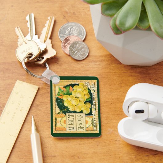 ヴィンテージフルーツクラートラベルアート、マスカットブドウ キーホルダー (デスク)