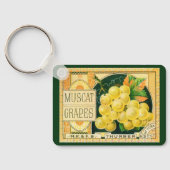 ヴィンテージフルーツクラートラベルアート、マスカットブドウ キーホルダー (裏面)