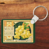 ヴィンテージフルーツクラートラベルアート、マスカットブドウ キーホルダー (正面)