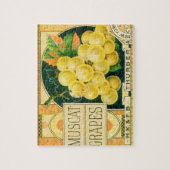 ヴィンテージフルーツクラートラベルアート、マスカットブドウ ジグソーパズル (縦)