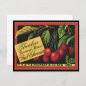 ヴィンテージフルーツクラートラベルアート、木さくらんぼ (正面/裏面)