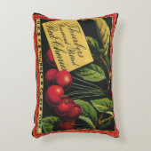 ヴィンテージフルーツクラートラベルアート、木さくらんぼ アクセントクッション (正面(垂直))