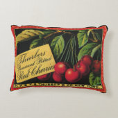 ヴィンテージフルーツクラートラベルアート、木さくらんぼ アクセントクッション (裏面)