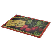 ヴィンテージフルーツクラートラベルアート、木さくらんぼ カッティングボード (角)