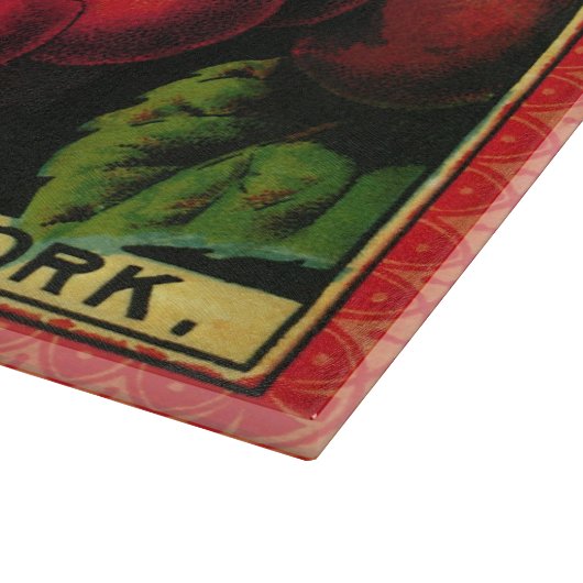 ヴィンテージフルーツクラートラベルアート、木さくらんぼ カッティングボード (角)